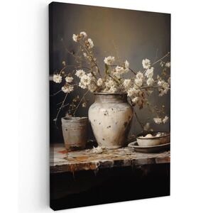 MuchoWow OBRAZ NA PLÁTNĚ Zátiší - Květiny - Kytice - Váza - Víno 20x30 cm obraz