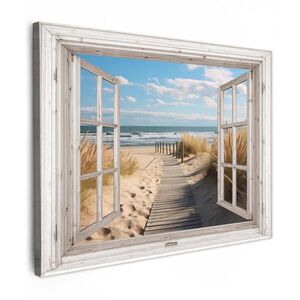 MuchoWow OBRAZ NA PLÁTNĚ Okno - Moře - Pobřeží - Příroda - výhled - Pláž - Waddenské moře 40x30 cm obraz