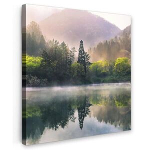 MuchoWow OBRAZ NA PLÁTNĚ Příroda - Stromy - Hory - Jezero - Voda 50x50 cm obraz