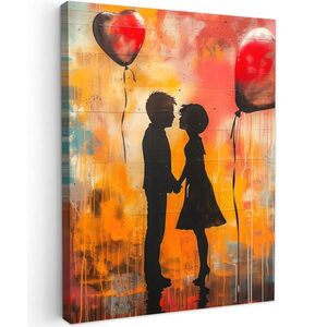MuchoWow OBRAZ NA PLÁTNĚ Street art - Láska - Graffiti - Umění - Banksy 30x40 cm obraz