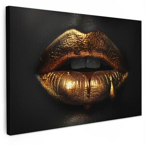 MuchoWow OBRAZ NA PLÁTNĚ Žena - portrét - rty - zlatá - černá 60x40 cm obraz