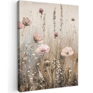 MuchoWow OBRAZ NA PLÁTNĚ Květiny - růžová - moderní - béžová 60x80 cm obraz
