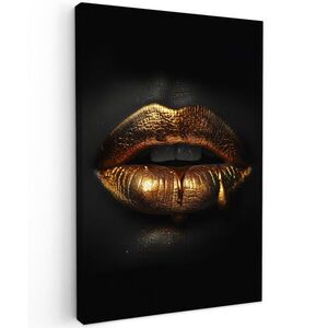 MuchoWow OBRAZ NA PLÁTNĚ Žena - portrét - rty - zlatá - černá 60x90 cm obraz
