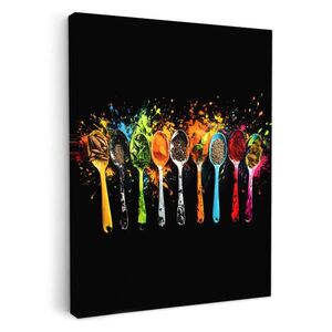 MuchoWow OBRAZ NA PLÁTNĚ Lžičky - koření - moderní - graffiti - barva - barevné 30x40 cm obraz