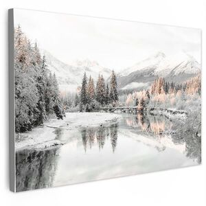 MuchoWow OBRAZ NA PLÁTNĚ Příroda - Zima - Stromy - Hory - Sníh 60x40 cm obraz