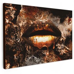 MuchoWow OBRAZ NA PLÁTNĚ Zlato - Rty - Umění - Zlato - Luxus - Abstraktní 120x80 cm obraz