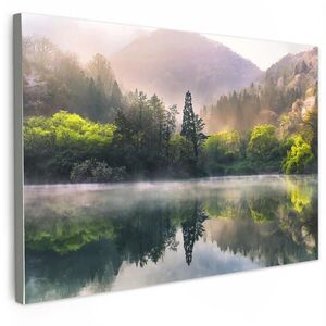 MuchoWow OBRAZ NA PLÁTNĚ Příroda - Stromy - Hory - Jezero - Voda 30x20 cm obraz