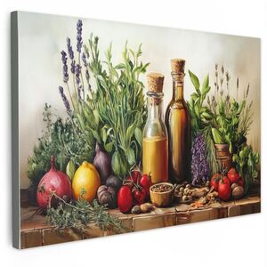 MuchoWow OBRAZ NA PLÁTNĚ Zátiší - Bylinky - Koření - Ovoce - Barevné 60x40 cm obraz