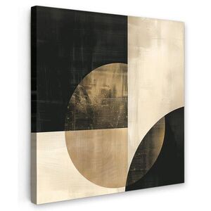 MuchoWow OBRAZ NA PLÁTNĚ Abstraktní - Geometrické tvary - Černá - Zlatá 50x50 cm obraz