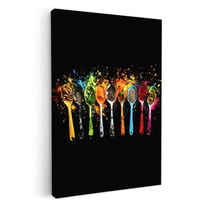 MuchoWow OBRAZ NA PLÁTNĚ Lžičky - koření - moderní - graffiti - barva - barevné 20x30 cm obraz