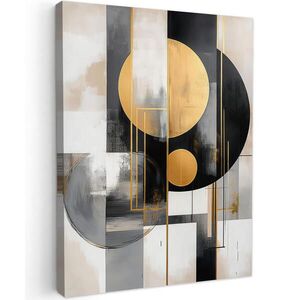 MuchoWow OBRAZ NA PLÁTNĚ Abstraktní - Zlato - Stříbro - Tvary - Estetické - Moderní 60x80 cm obraz