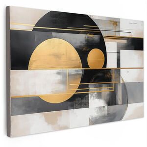MuchoWow OBRAZ NA PLÁTNĚ Abstraktní - Zlato - Stříbro - Tvary - Estetické - Moderní 60x40 cm obraz