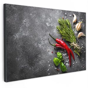 MuchoWow OBRAZ NA PLÁTNĚ Pepř - Bylinky - Koření - Beton 60x40 cm obraz