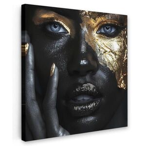 MuchoWow OBRAZ NA PLÁTNĚ Žena - Zlato - Portrét - Černobílý - Luxusní 20x20 cm obraz