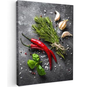 MuchoWow OBRAZ NA PLÁTNĚ Pepř - Bylinky - Koření - Beton 60x80 cm obraz