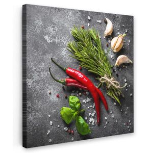 MuchoWow OBRAZ NA PLÁTNĚ Pepř - Bylinky - Koření - Beton 20x20 cm obraz