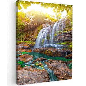 MuchoWow OBRAZ NA PLÁTNĚ Příroda - Vodopád - Rostliny - Stromy - Slunce 60x80 cm obraz
