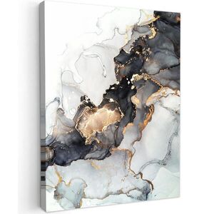 MuchoWow OBRAZ NA PLÁTNĚ Mramor - černá - bílá - zlatá - luxusní - abstraktní 30x40 cm obraz