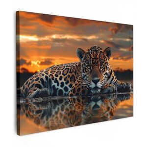 MuchoWow OBRAZ NA PLÁTNĚ Příroda - Leopard - Zvíře - Západ slunce - Moderní 40x30 cm obraz