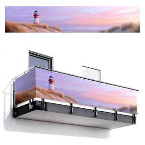 MuchoWow BALKONOVÁ ZÁSTĚNA Maják - duny - západ slunce 500x95 cm obraz