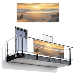 MuchoWow BALKONOVÁ ZÁSTĚNA Pláž - duny - západ slunce 200x90 cm obraz