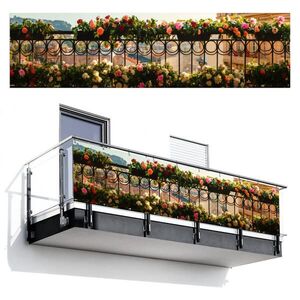 MuchoWow BALKONOVÁ ZÁSTĚNA Květiny - Plot - Krajina města - Léto 300x80 cm obraz
