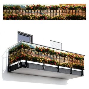 MuchoWow BALKONOVÁ ZÁSTĚNA Květiny - Plot - Krajina města - Léto 500x95 cm obraz