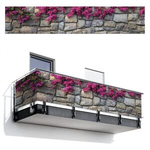 MuchoWow BALKONOVÁ ZÁSTĚNA Bougainvillea - Kamenná zeď - růžová 500x100 cm obraz