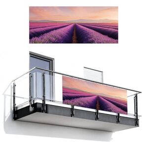 MuchoWow BALKONOVÁ ZÁSTĚNA Levandulové pole - Západ slunce - Fialová - Květiny 300x120 cm obraz
