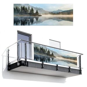 MuchoWow BALKONOVÁ ZÁSTĚNA Jezero - Mlha - Hory - Krajina 300x110 cm obraz