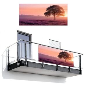 MuchoWow BALKONOVÁ ZÁSTĚNA Strom - vřes - východ slunce 200x90 cm obraz