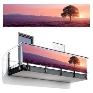 MuchoWow BALKONOVÁ ZÁSTĚNA Strom - vřes - východ slunce 300x85 cm obraz
