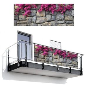 MuchoWow BALKONOVÁ ZÁSTĚNA Bougainvillea - Kamenná zeď - růžová 300x110 cm obraz