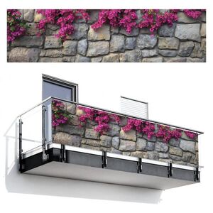 MuchoWow BALKONOVÁ ZÁSTĚNA Bougainvillea - Kamenná zeď - růžová 300x85 cm obraz