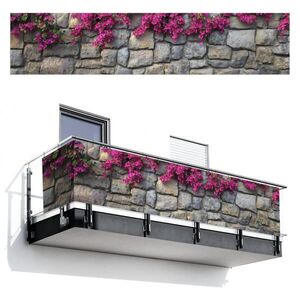 MuchoWow BALKONOVÁ ZÁSTĚNA Bougainvillea - Kamenná zeď - růžová 500x110 cm obraz