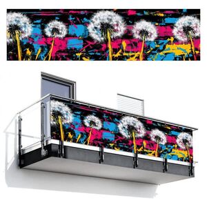 MuchoWow BALKONOVÁ ZÁSTĚNA Street art - Barevné - Nástěnné 300x75 cm obraz