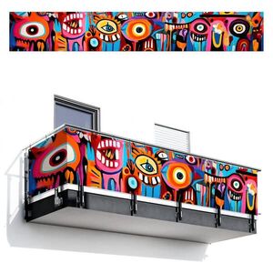 MuchoWow BALKONOVÁ ZÁSTĚNA Abstraktní - Obličej - Barevné 500x75 cm obraz