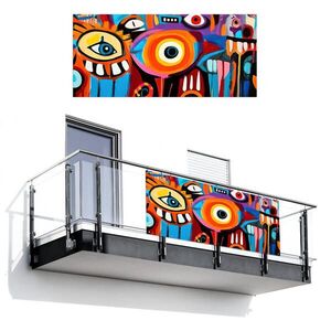 MuchoWow BALKONOVÁ ZÁSTĚNA Abstraktní - Obličej - Barevné 200x90 cm obraz