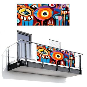 MuchoWow BALKONOVÁ ZÁSTĚNA Abstraktní - Obličej - Barevné 300x120 cm obraz