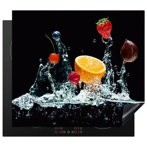 MuchoWow KRYT NA INDUKČNÍ DESKU Voda - Ovoce - Pomeranč - Jahoda - Třešeň - Černá 59x51 cm obraz