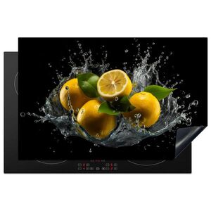 MuchoWow KRYT NA INDUKČNÍ DESKU Citron - Ovoce - Žlutá - Černá 80x52 cm obraz