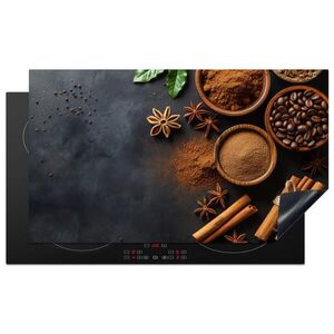 MuchoWow KRYT NA INDUKČNÍ DESKU Skořice - Beton - Káva - Skořicové tyčinky - Koření 91.2x52 cm obraz
