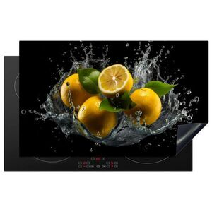 MuchoWow KRYT NA INDUKČNÍ DESKU Citron - Ovoce - Žlutá - Černá 85x52 cm obraz