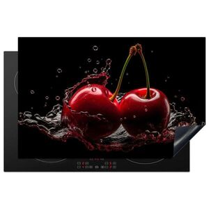 MuchoWow KRYT NA INDUKČNÍ DESKU Třešeň - červená - ovoce - voda - černá 80x52.2 cm obraz