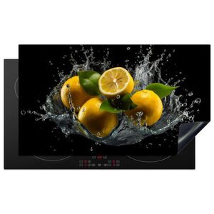 MuchoWow KRYT NA INDUKČNÍ DESKU Citron - Ovoce - Žlutá - Černá 91.2x52 cm obraz