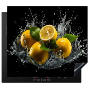 MuchoWow KRYT NA INDUKČNÍ DESKU Citron - Ovoce - Žlutá - Černá 59x52 cm obraz