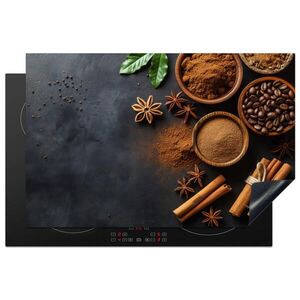 MuchoWow KRYT NA INDUKČNÍ DESKU Skořice - Beton - Káva - Skořicové tyčinky - Koření 81.2x52 cm obraz
