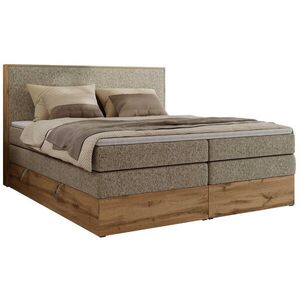 MKS POSTEL BOXSPRING WOOD CLASSIC KING 200/200 - Béžová Strukturovaná látka - H3 obraz