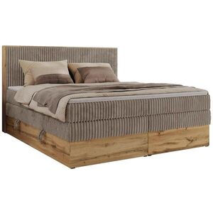 MKS POSTEL BOXSPRING WOOD CLASSIC KING 160/200 - Světle hnědá Manšestr - H3 obraz
