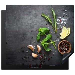 MuchoWow KRYT NA INDUKČNÍ DESKU Limetka - Bylinky - Koření - Zelená - Šedá - Beton 59x51 cm obraz